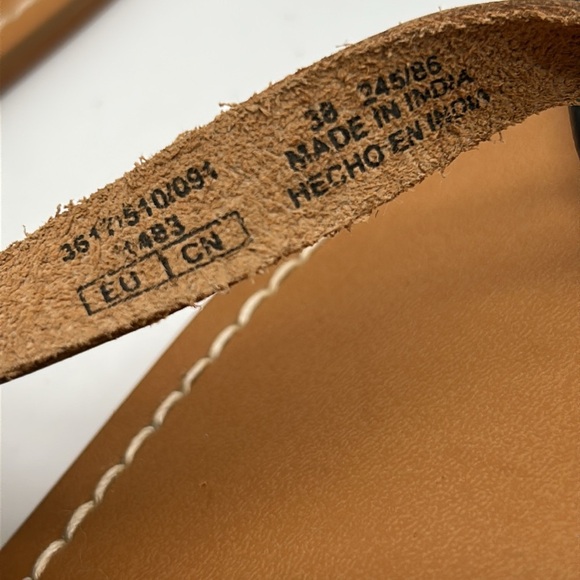 ZARA Gold Leather Thong Flat Sandals | Size 7.5 | Made in India NWT - Picture 9 of 11